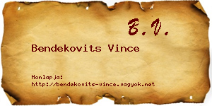 Bendekovits Vince névjegykártya