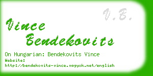 vince bendekovits business card